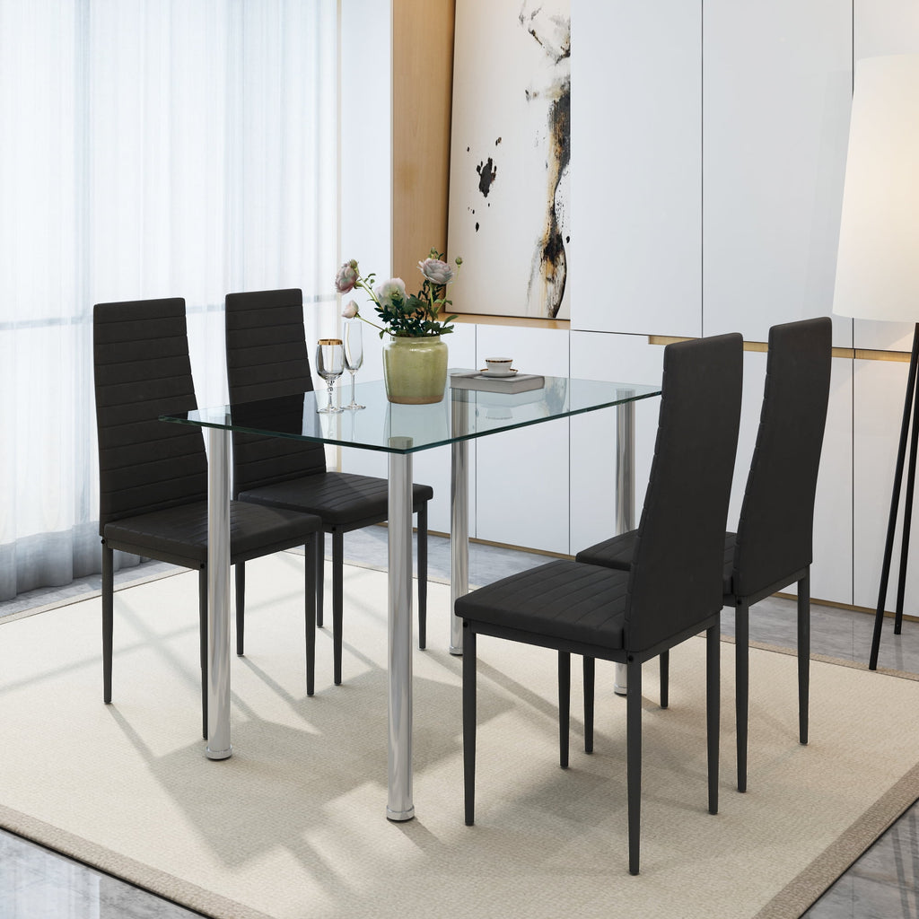 PAPROOS Dining Table Set for 4, Modern 5-Piece Kitchen Table Set with Faux Marble Top and Velvet Upholstery Chairs, Heavy Duty Dinette Sets for Breakfast Nook, Dining Room Table and Chairs, Gray