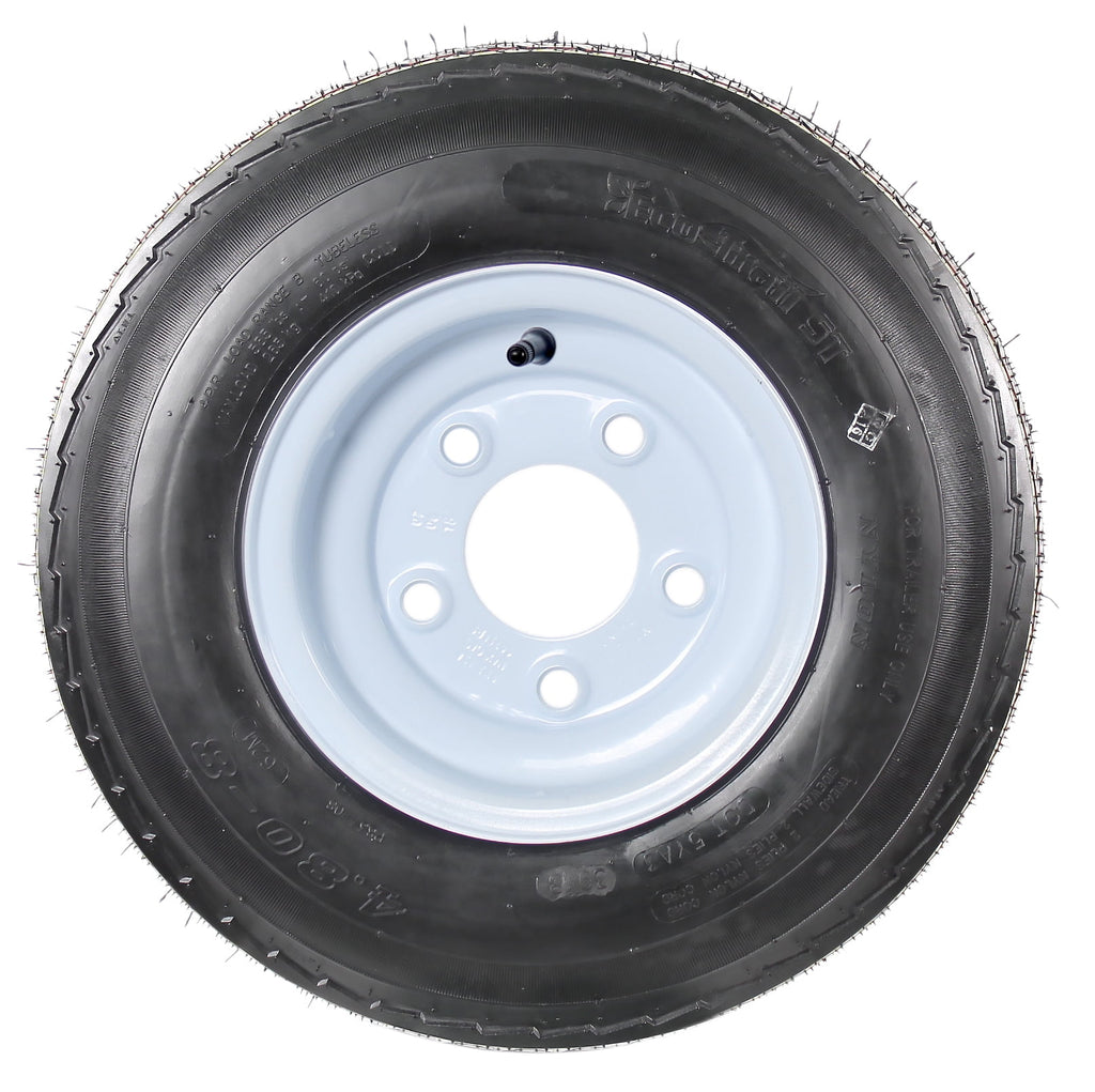 Two Trailer Tires On Rims 4.80-8 480-8 4.80 X 8 8 in. B 5 Lug Bolt Wheel White