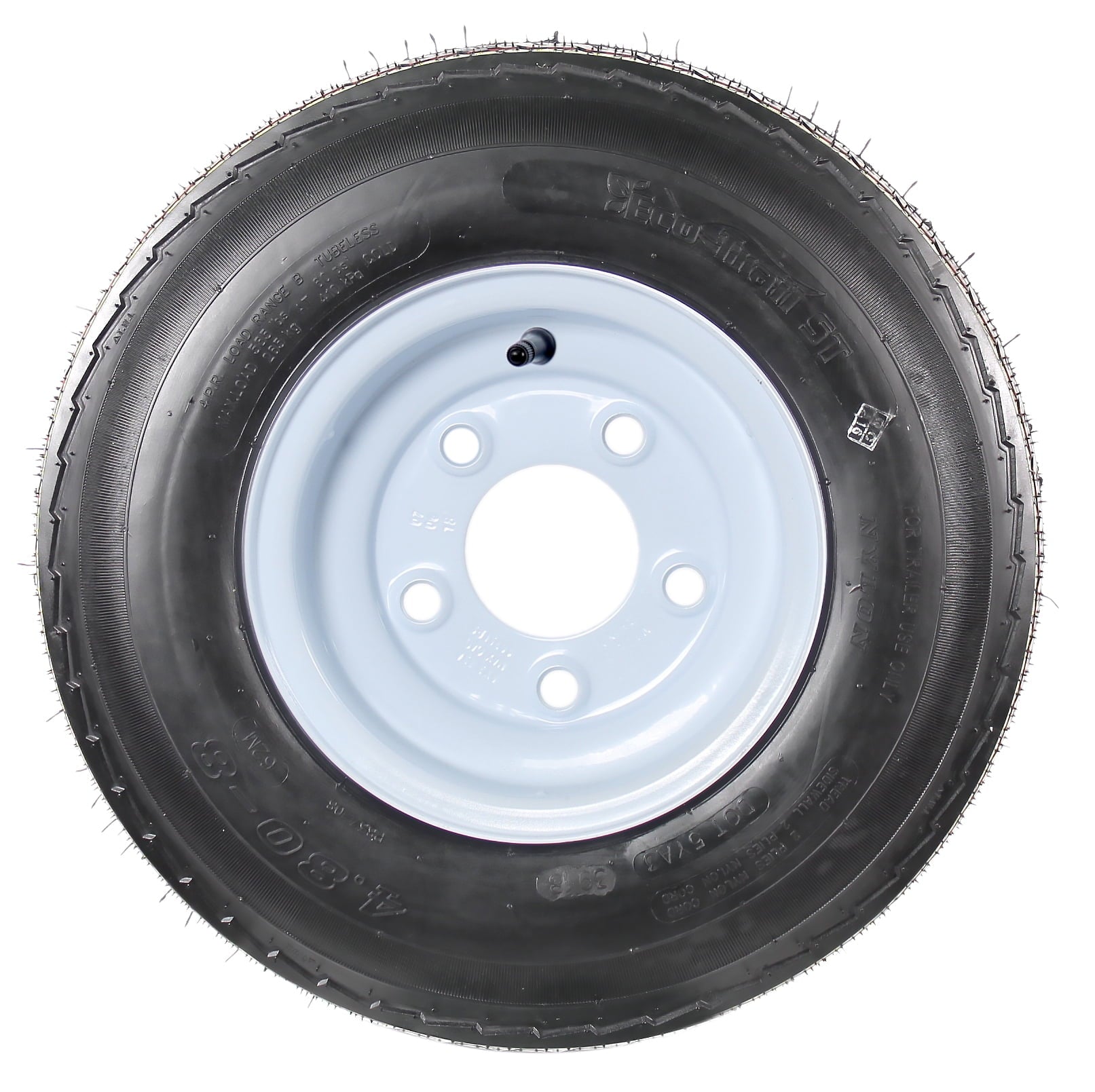 Two Trailer Tires On Rims 4.80-8 480-8 4.80 X 8 8 in. B 5 Lug Bolt Wheel White