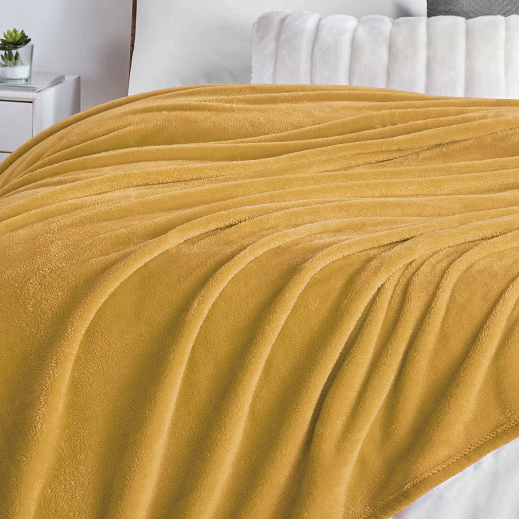 Walensee Ultra Soft Microplush Fleece Throw Blanket, 50" x 60", Orange, Machine Washable