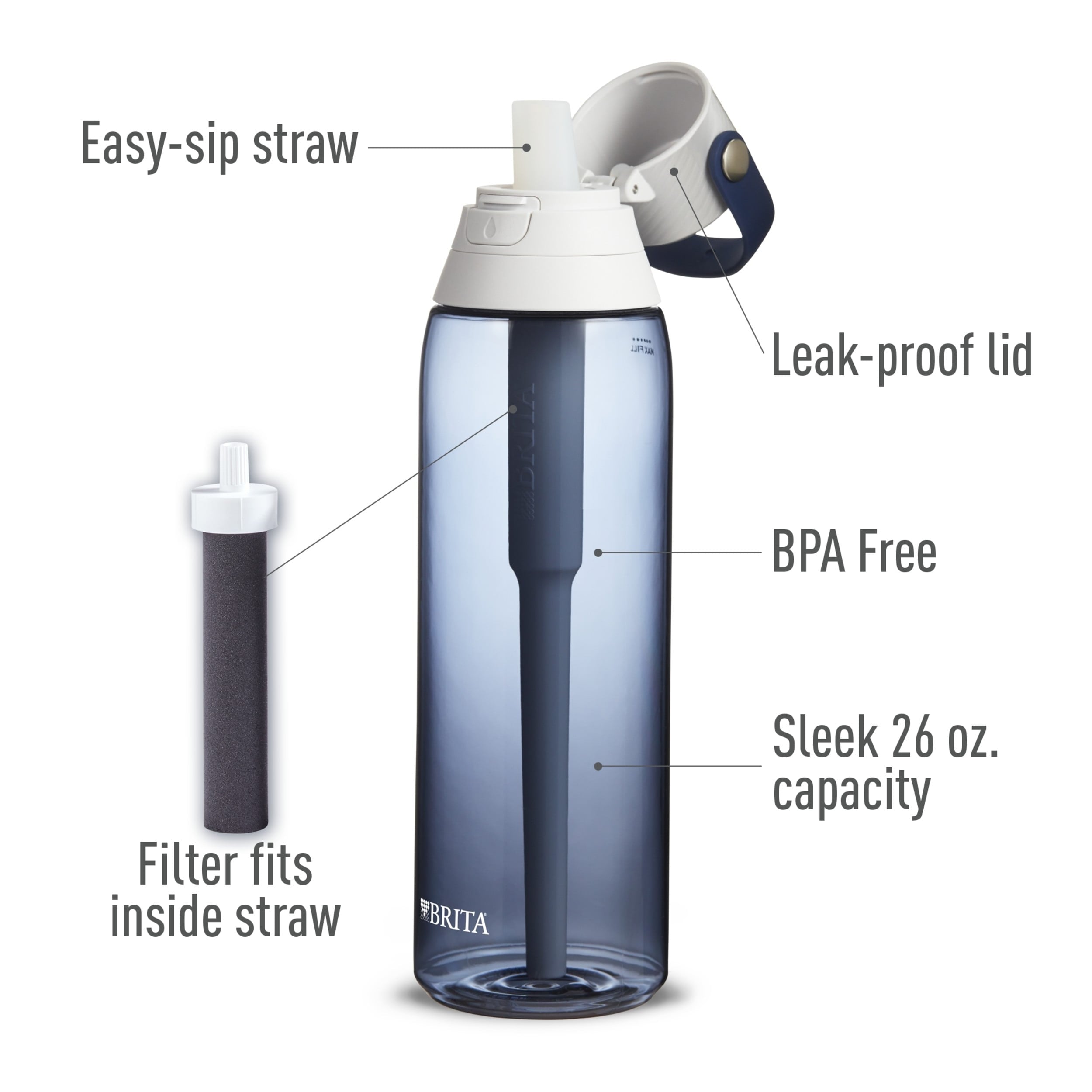 Brita 26oz Night Sky Premium Leak Proof Filtered Water Bottle with Straw