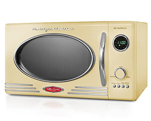 Nostalgia RMO4YLW Retro 0.9 cu.ft 800-Watt Countertop Microwave Oven, Yellow