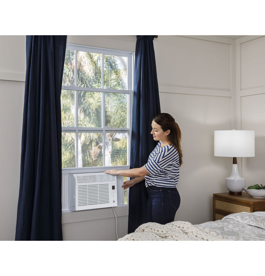 GE Appliances 5,000 BTU 115-Volt Electronic Window Air Conditioner with Remote and Eco Mode, Black, AHB05LZ