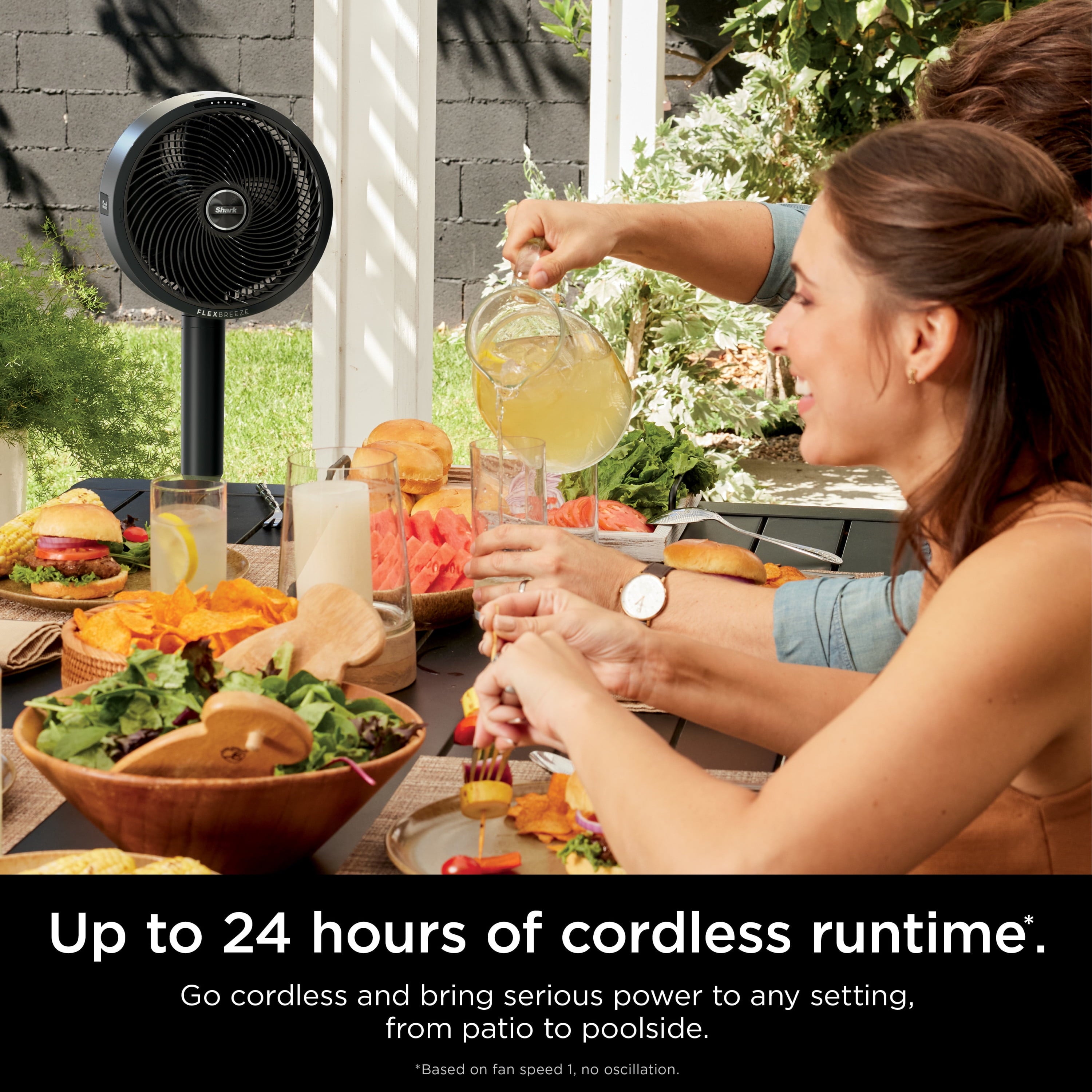 Shark FlexBreeze High-Velocity Cordless & Corded, Outdoor & Indoor Fan, Pedestal (37") to Tabletop (16"),FA200