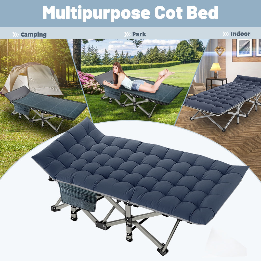 MOPHOTO 75" Portable Folding Bed for Adults, Rollaway Guest Bed Sleeping Cot with Mattress, Heavy Duty Outdoor Camping Cot with Carry Bag