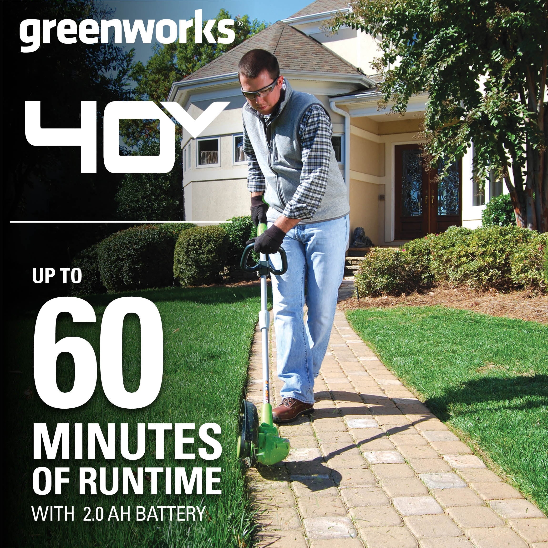 Greenworks 40V 13" Cordless String Trimmer/Edger with 2.0 Ah Battery & Charger 21302