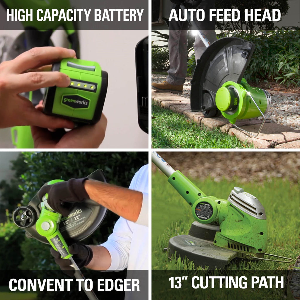 Greenworks 40V 13" Cordless String Trimmer/Edger with 2.0 Ah Battery & Charger 21302
