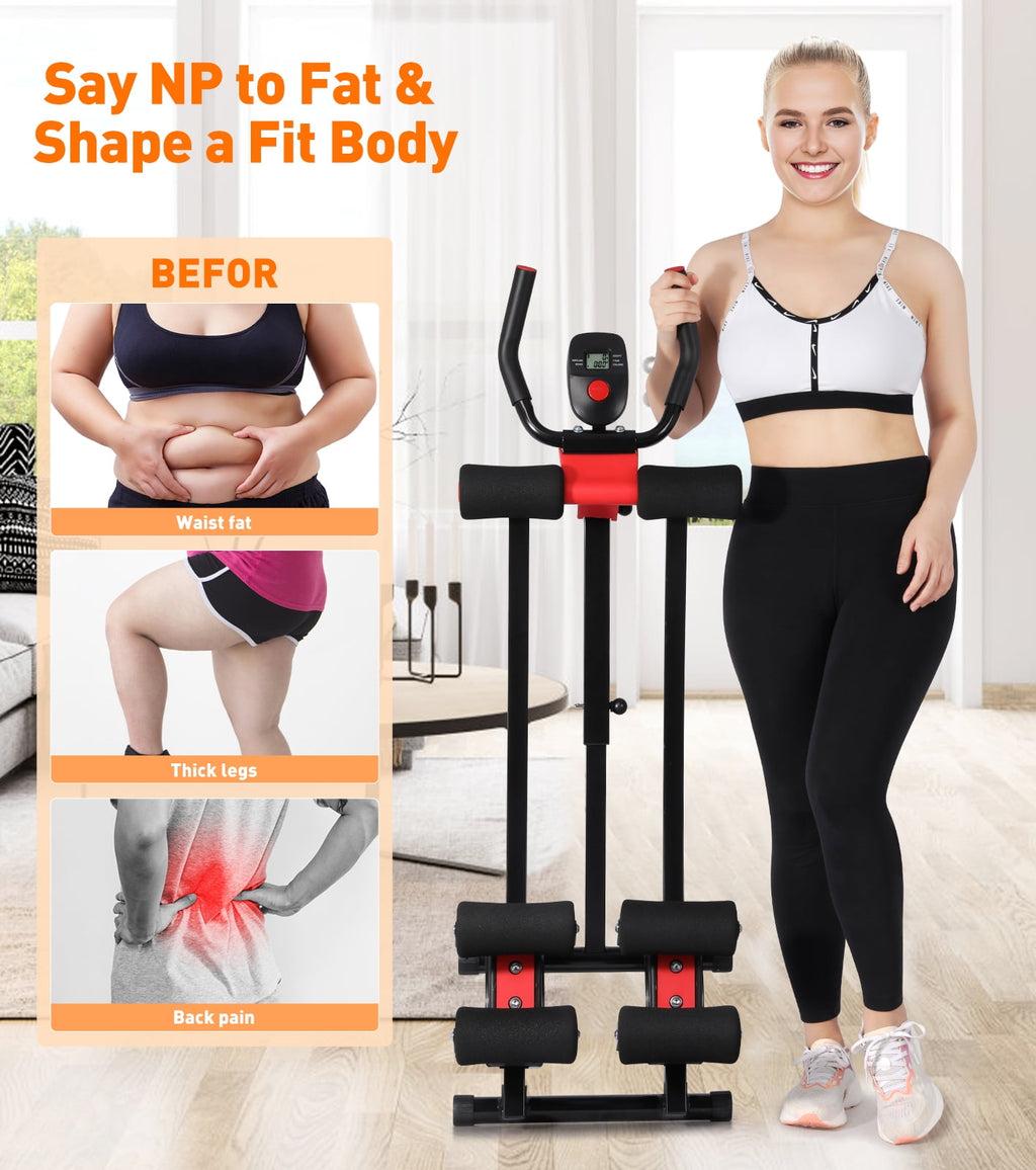 GIKPAL  Ab Machine, Ab Workout Equipment for Home Gym Foldable Core & Abdominal Trainer Women Exercise Fitness Equipment with LCD Display
