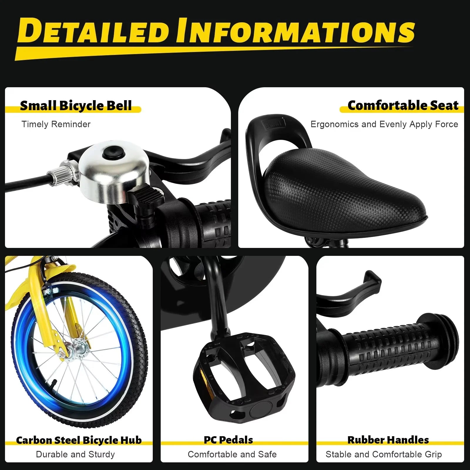 TFCFL 14 inch Kids Bike Bicycle Children Cycle Bikes Gift With With Safety Training Wheels