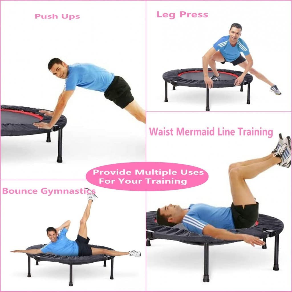 Pirecart 40" Foldable Mini Trampoline Fitness Rebounder with Handrail for Kids Adults, 330 lbs