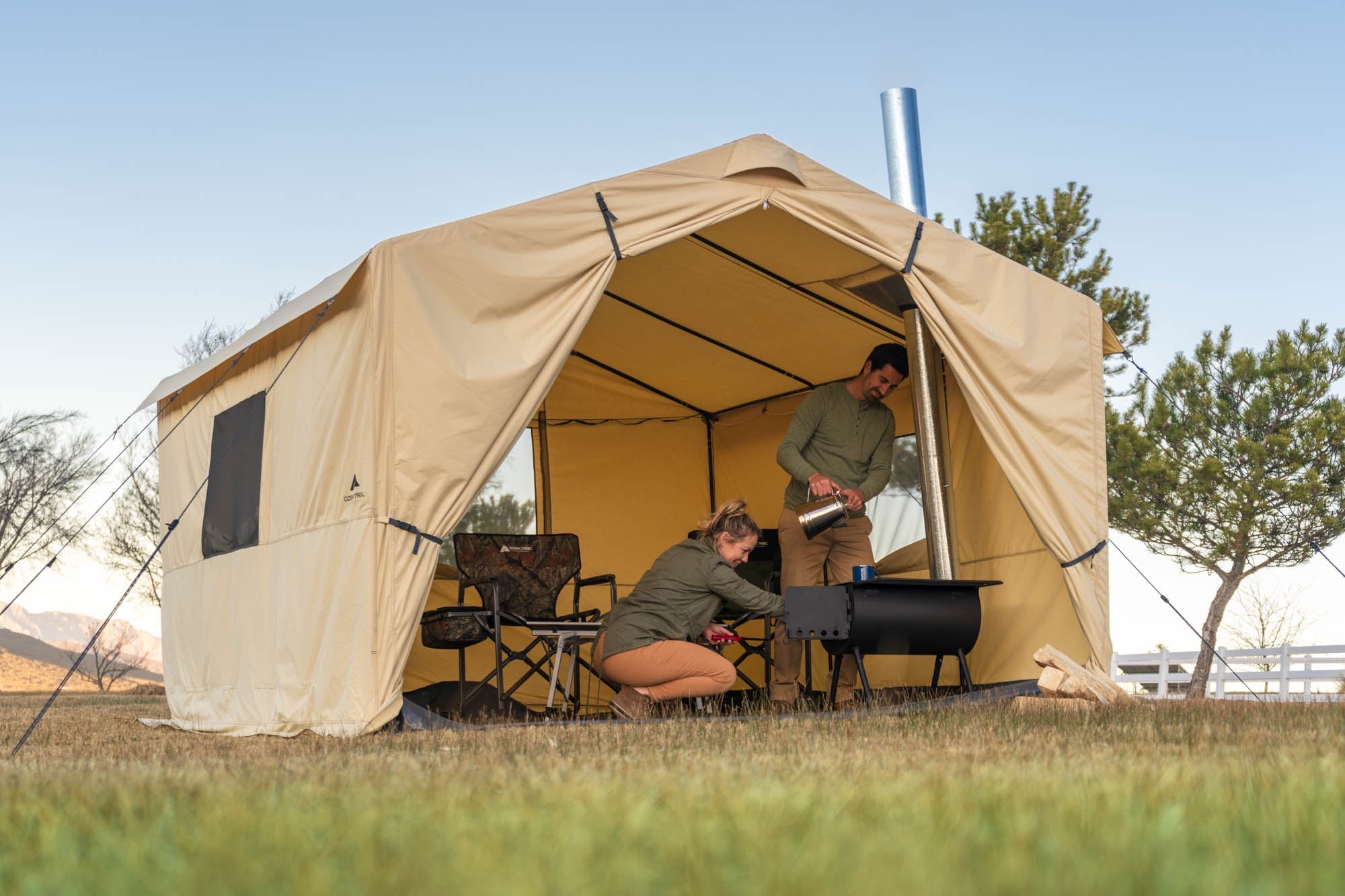 Ozark Trail 6-Person North Fork 12' x 10' Outdoor Wall Tent, with Stove Jack