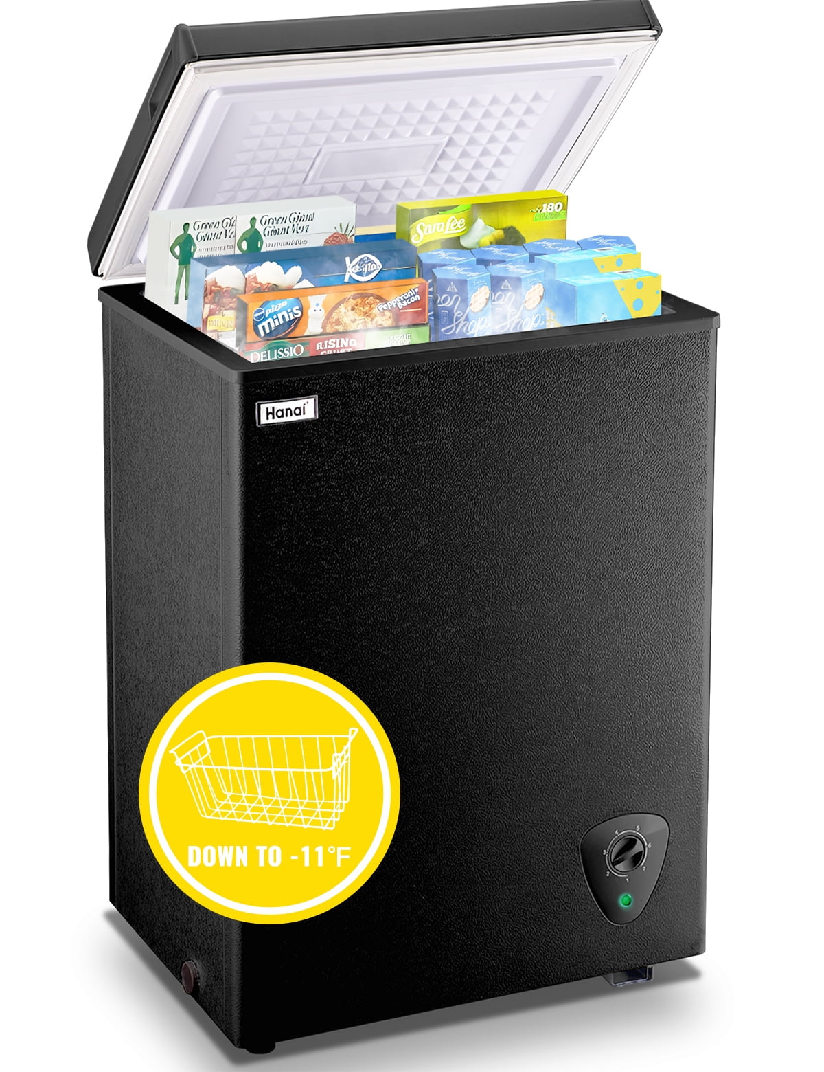 3.5 Cubic Feet Chest Freezer Small Deep Freezers with 7 Gears Temp Control Office Dorm Kitchen White