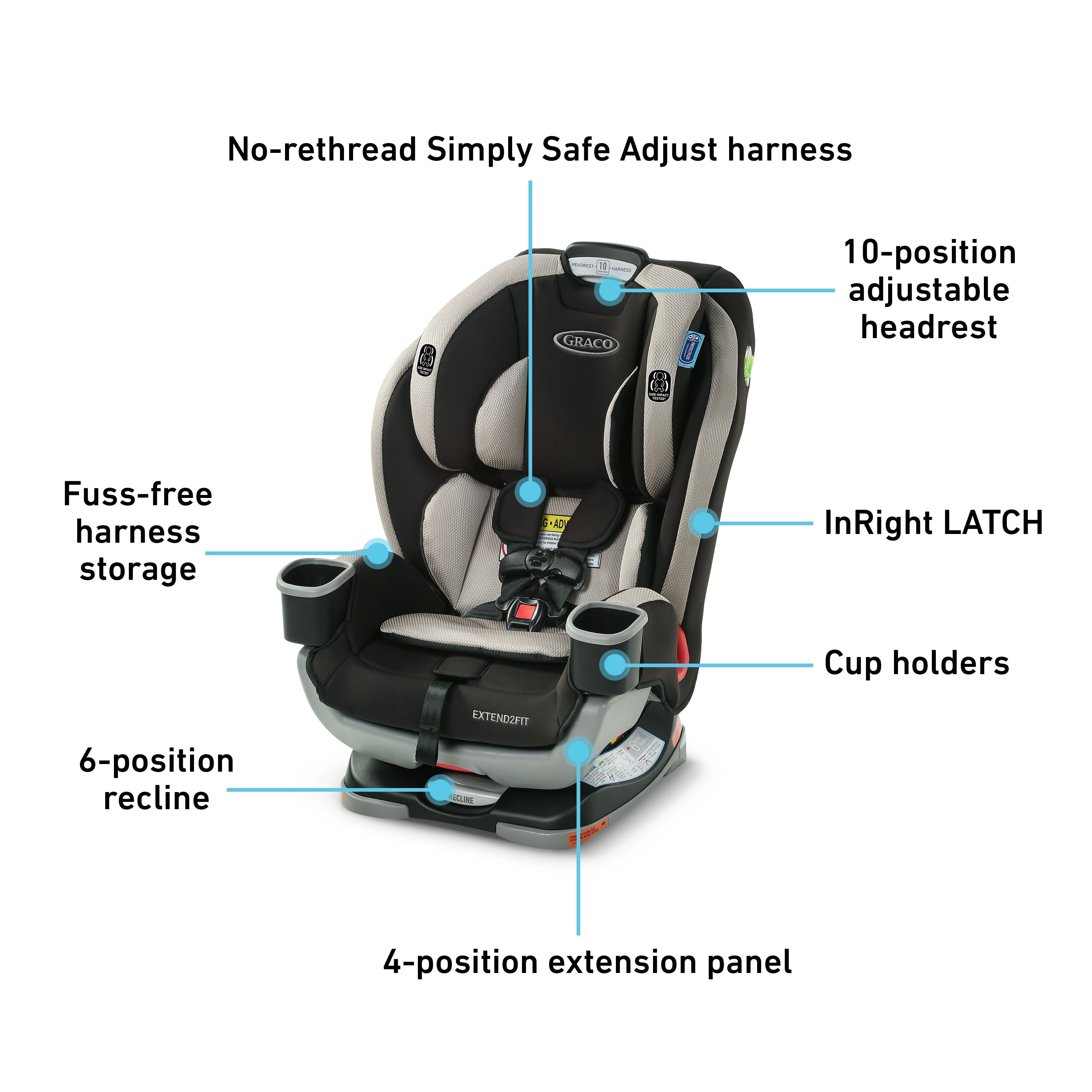Graco Extend2Fit 3-in-1 Convertible Car Seat, Norah