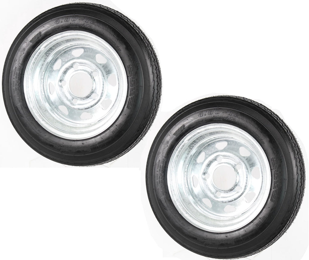 2-Pack Kenda Trailer Tire On Rim 480-12 4.80-12 LRC 5 Lug Galvanized Spoke Wheel