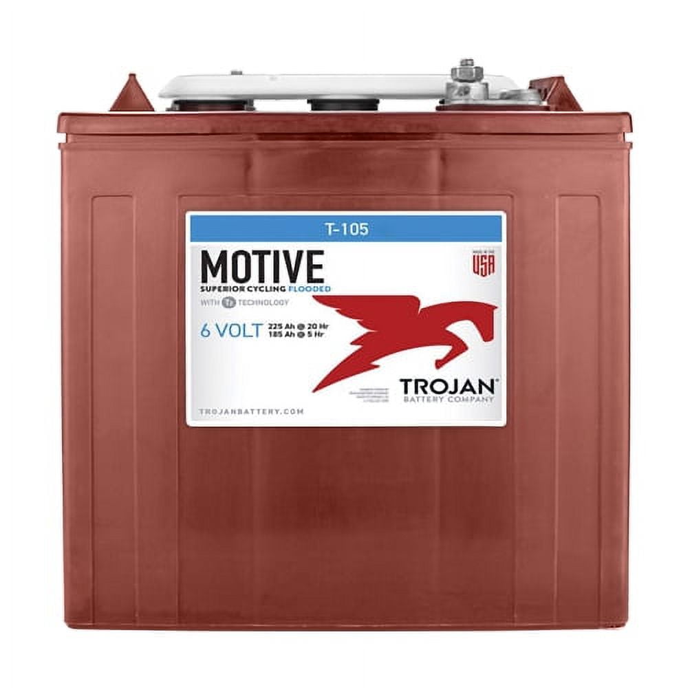Trojan T-105 6V Volt Deep Cycle Golf Cart, Solar, Marine, RV and Industrial Use Battery - 2 Pack
