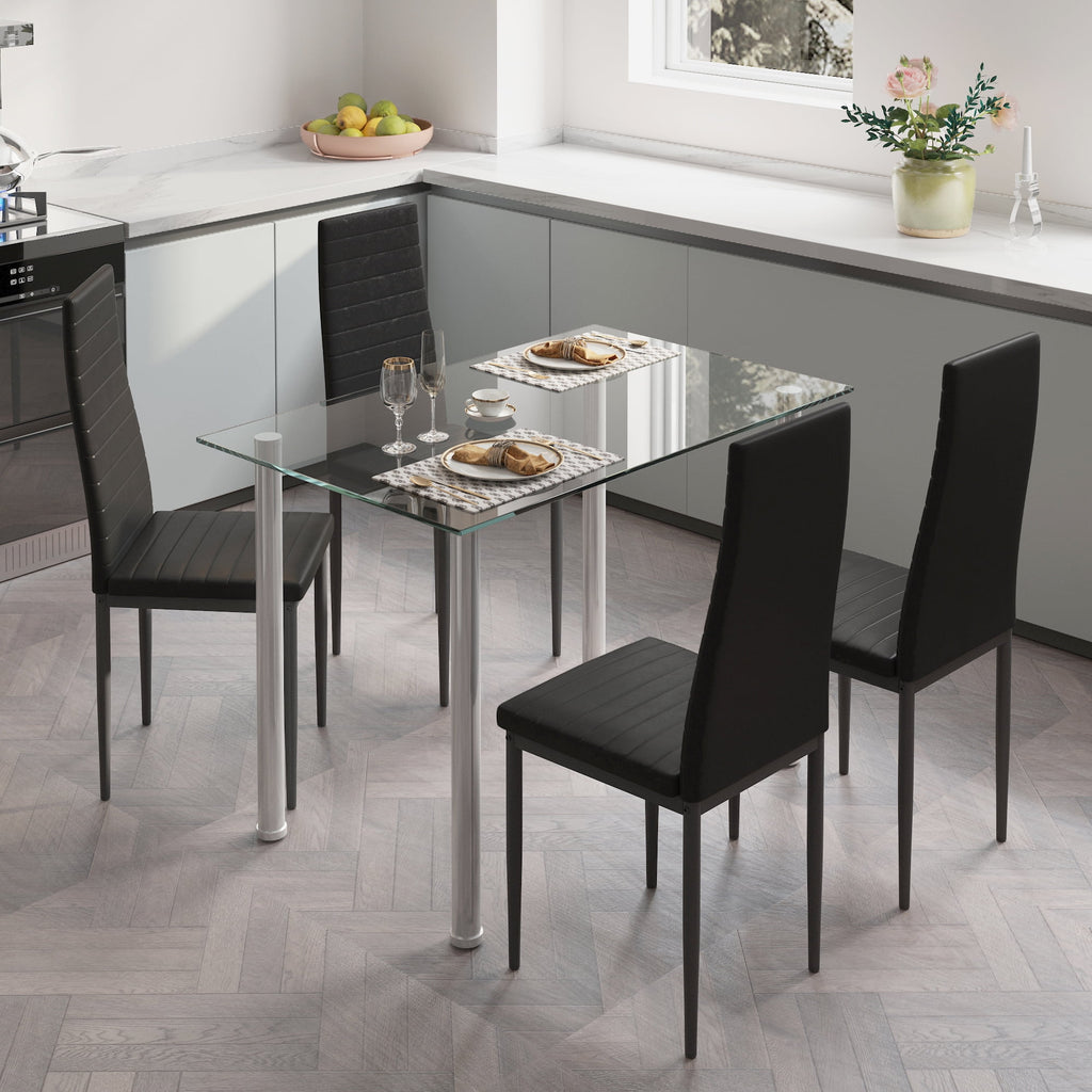 PAPROOS Dining Table Set for 4, Modern 5-Piece Kitchen Table Set with Faux Marble Top and Velvet Upholstery Chairs, Heavy Duty Dinette Sets for Breakfast Nook, Dining Room Table and Chairs, Gray