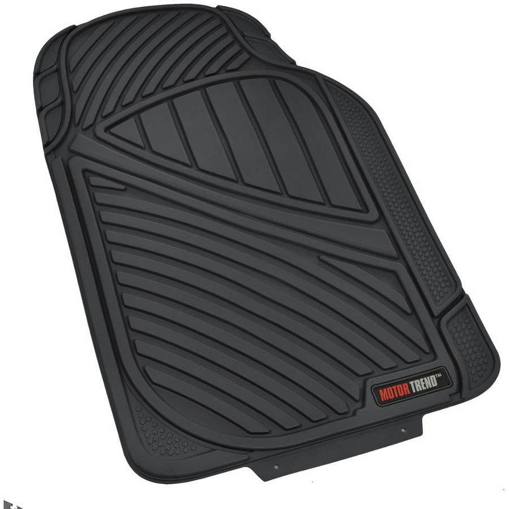 Motor Trend 100 Percent Odorless Car Floor Mats with Standard Trunk Cargo Mat, 4 Pieces Rubber Protection, Black Beige Gray
