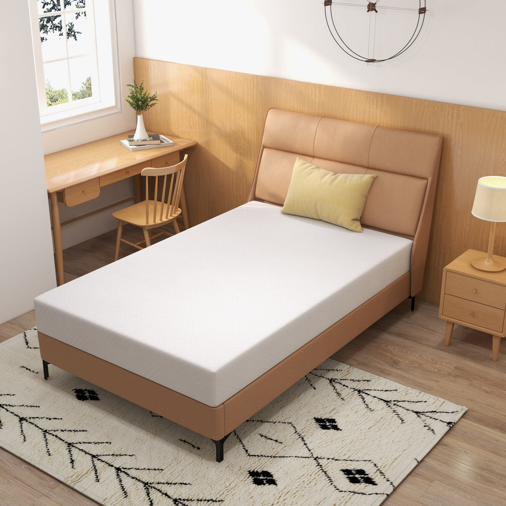 8 inch Twin Mattress, Green Tea Gel Memory Foam Mattress in a box, Medium Hardness Feeling, CertiPUR-US Certified/Made in USA, White