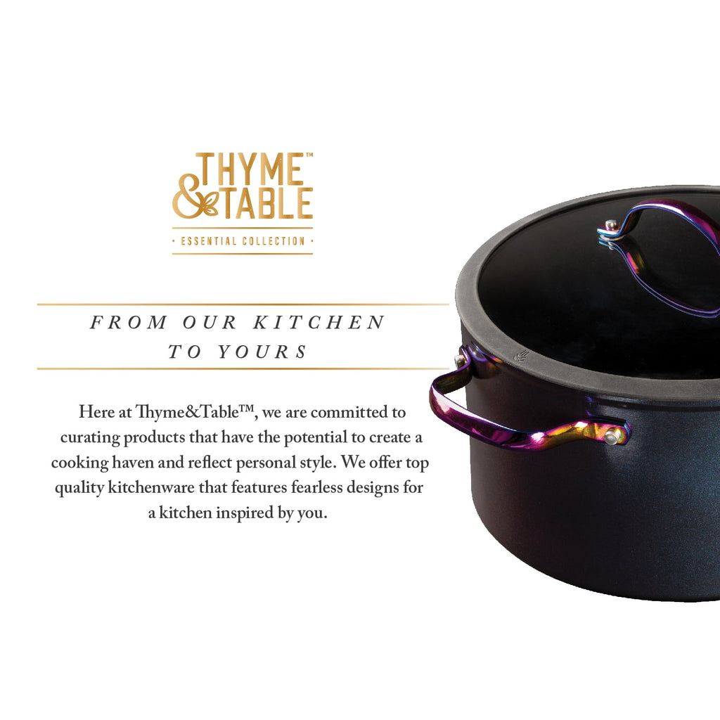 Thyme & Table Non-Stick 12-Piece Signature Cookware Set, Black & Gold