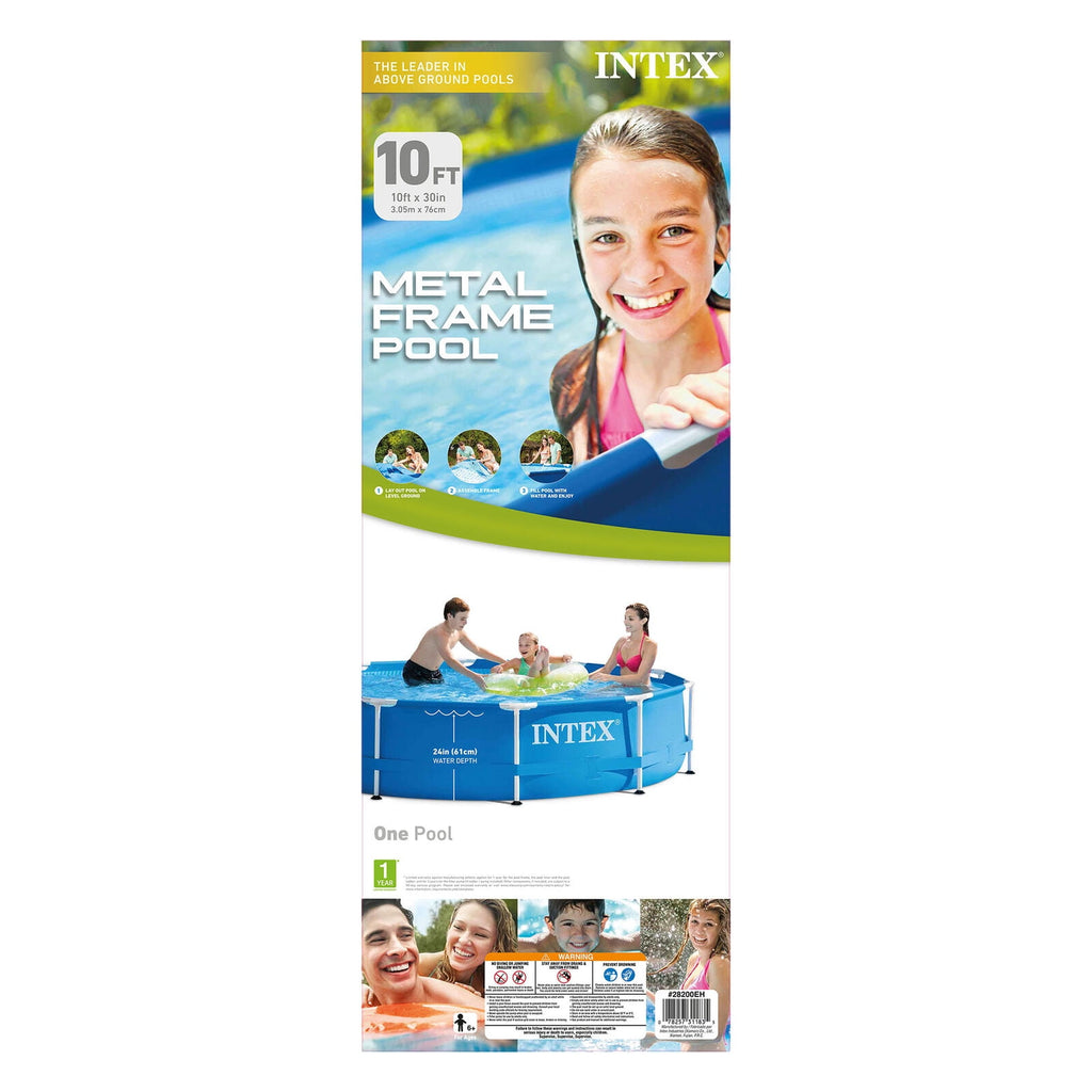 Intex 10 Ft x 30 In Above Ground Round Swimming Pool, (Pump Not Included)