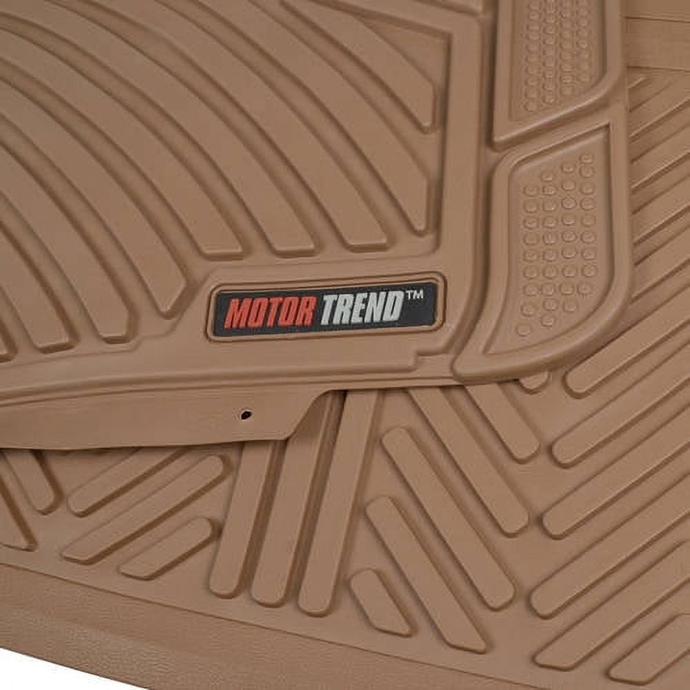 Motor Trend 100 Percent Odorless Car Floor Mats with Standard Trunk Cargo Mat, 4 Pieces Rubber Protection, Black Beige Gray