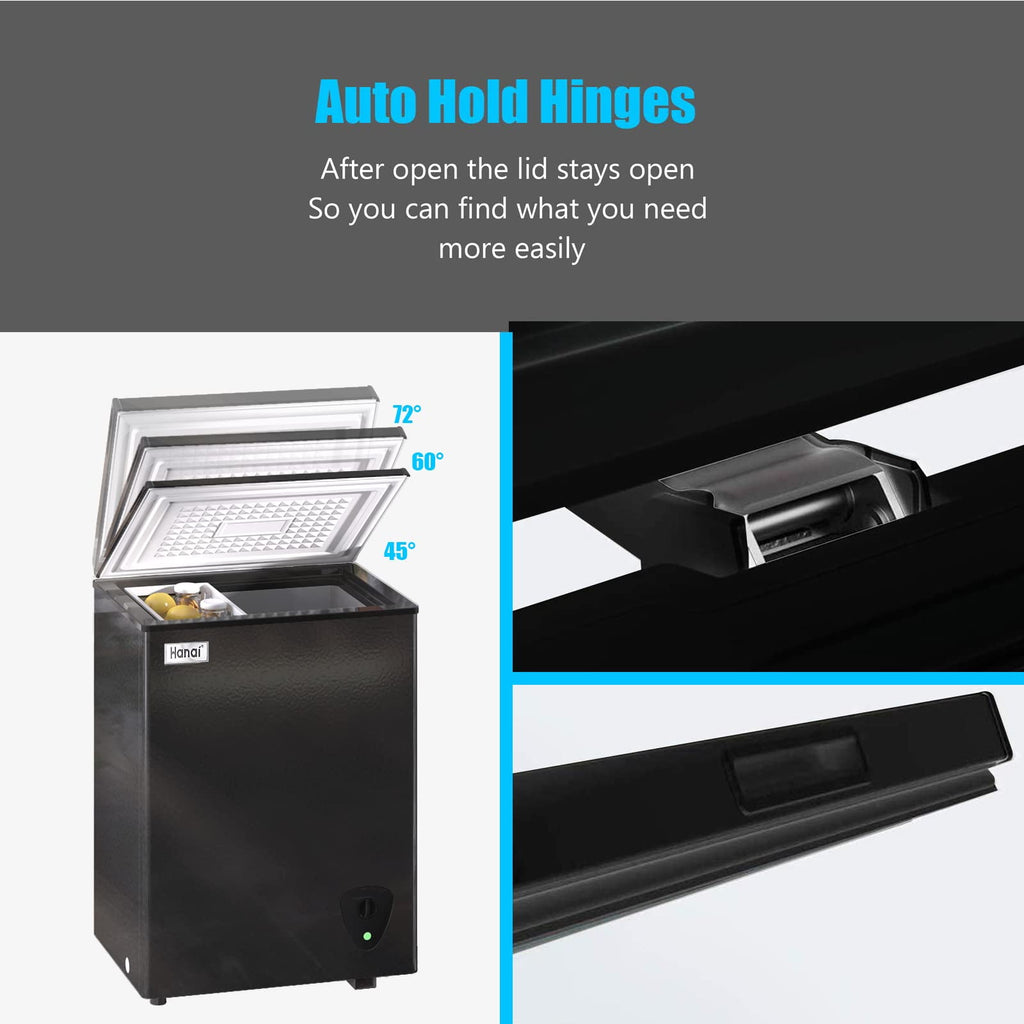 WANAI Chest Freezer 3.5 Cu ft,Small Chest Freezer,Upright Single Door Refrigerator,Black