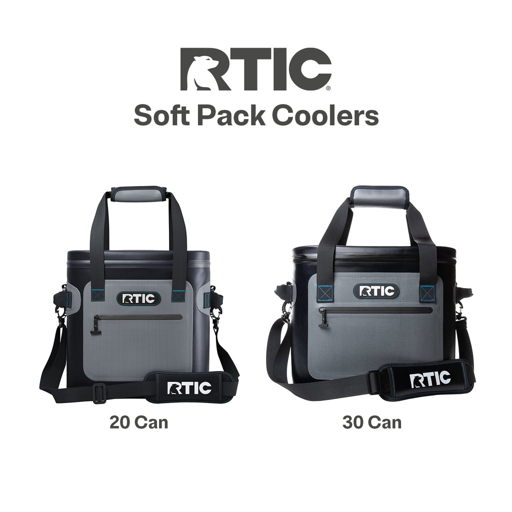 RTIC 20 Can Soft Pack Cooler, Leakproof Ice Chest Cooler with Waterproof Zipper, Blue/Grey