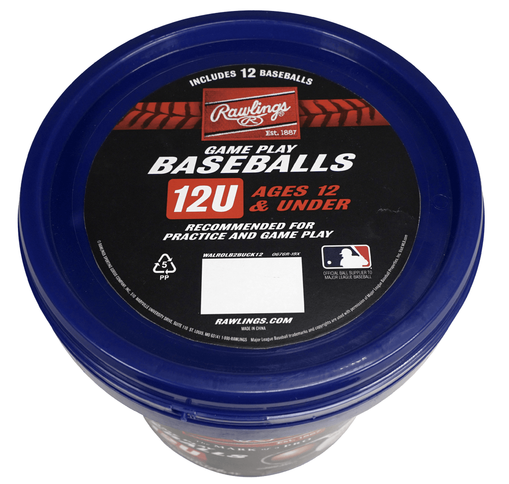 Rawlings ROLB2 12U Official League Youth Practice Baseball Bucket, 12 Count