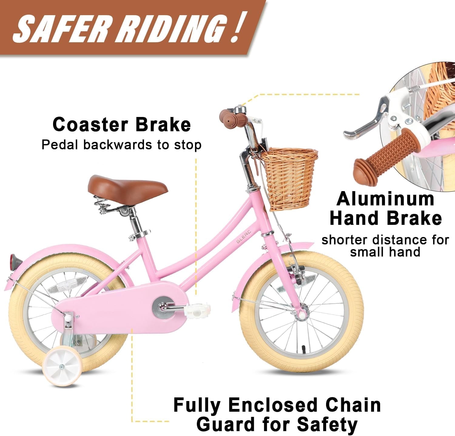 Glerc Little Molly 14 inch Kids Girls Bike for 3-5 Years Old Little Child,Yellow