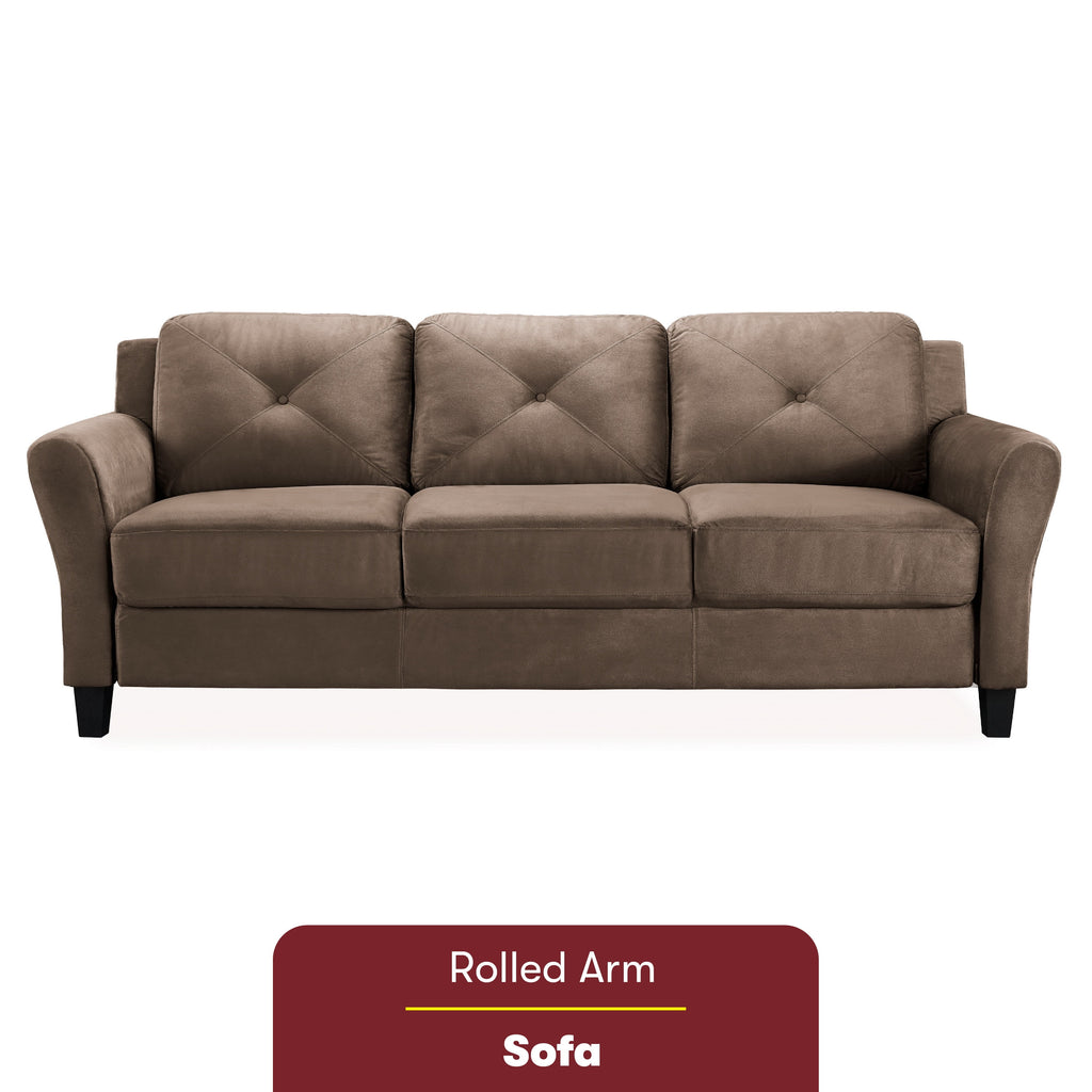 Lifestyle Solutions Taryn Curved Arms Sofa, Black Fabric