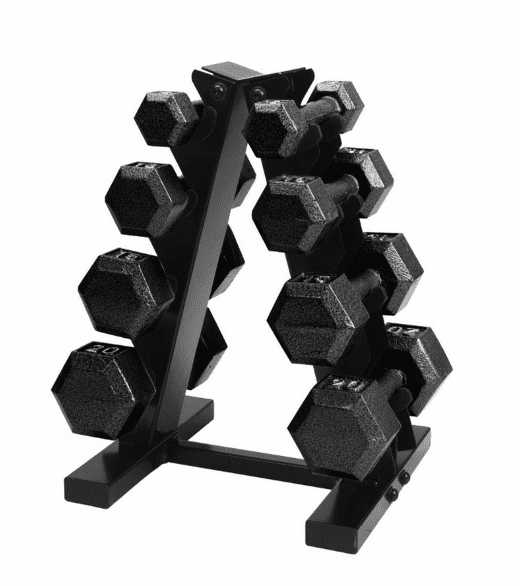 Cap Barbell 100 lb Cast Iron Hex Dumbbell Weight Set with Rack, Black