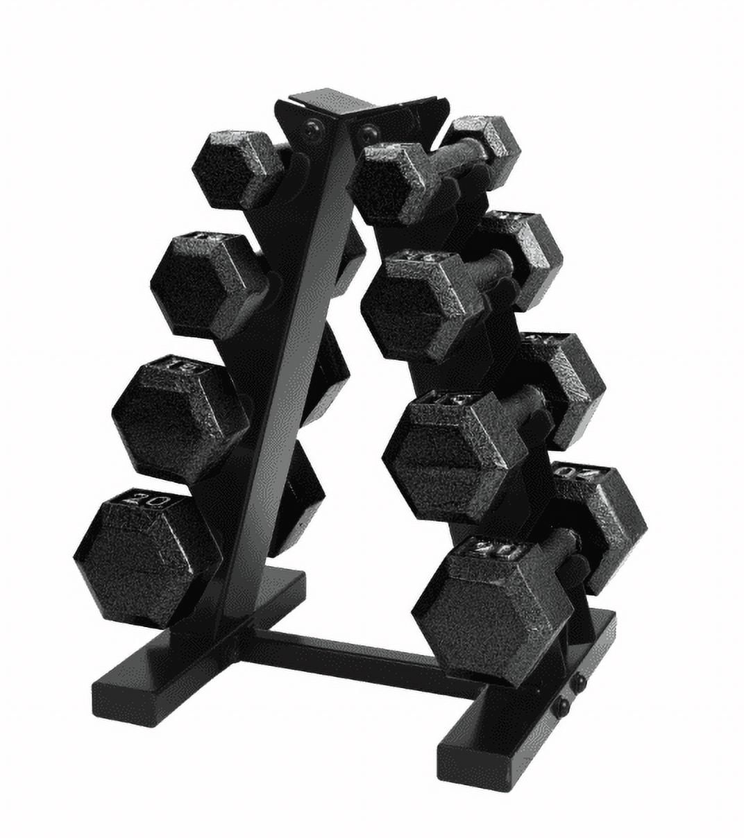 Cap Barbell 100 lb Cast Iron Hex Dumbbell Weight Set with Rack, Black