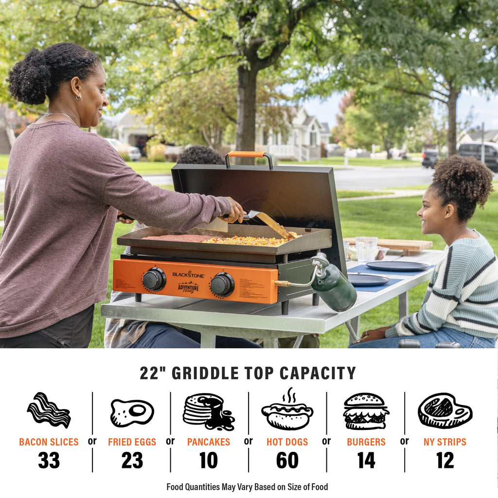 Blackstone Adventure Ready 2-Burner 22" Propane Griddle with Hard Cover in Black