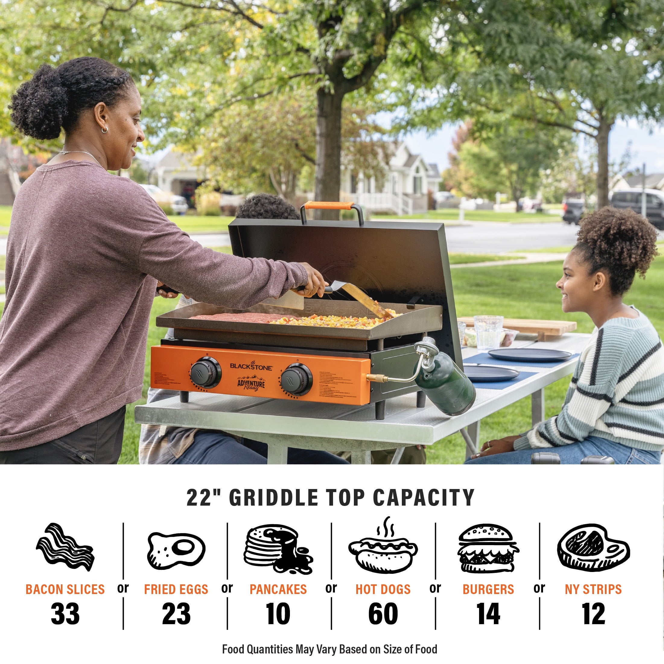 Blackstone Adventure Ready 2-Burner 22" Propane Griddle with Hard Cover in Black