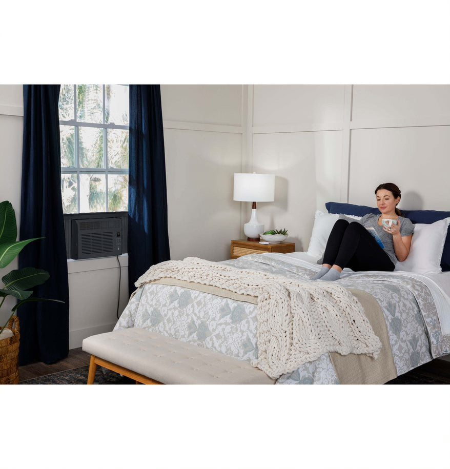 GE Appliances 5,000 BTU 115-Volt Electronic Window Air Conditioner with Remote and Eco Mode, Black, AHB05LZ