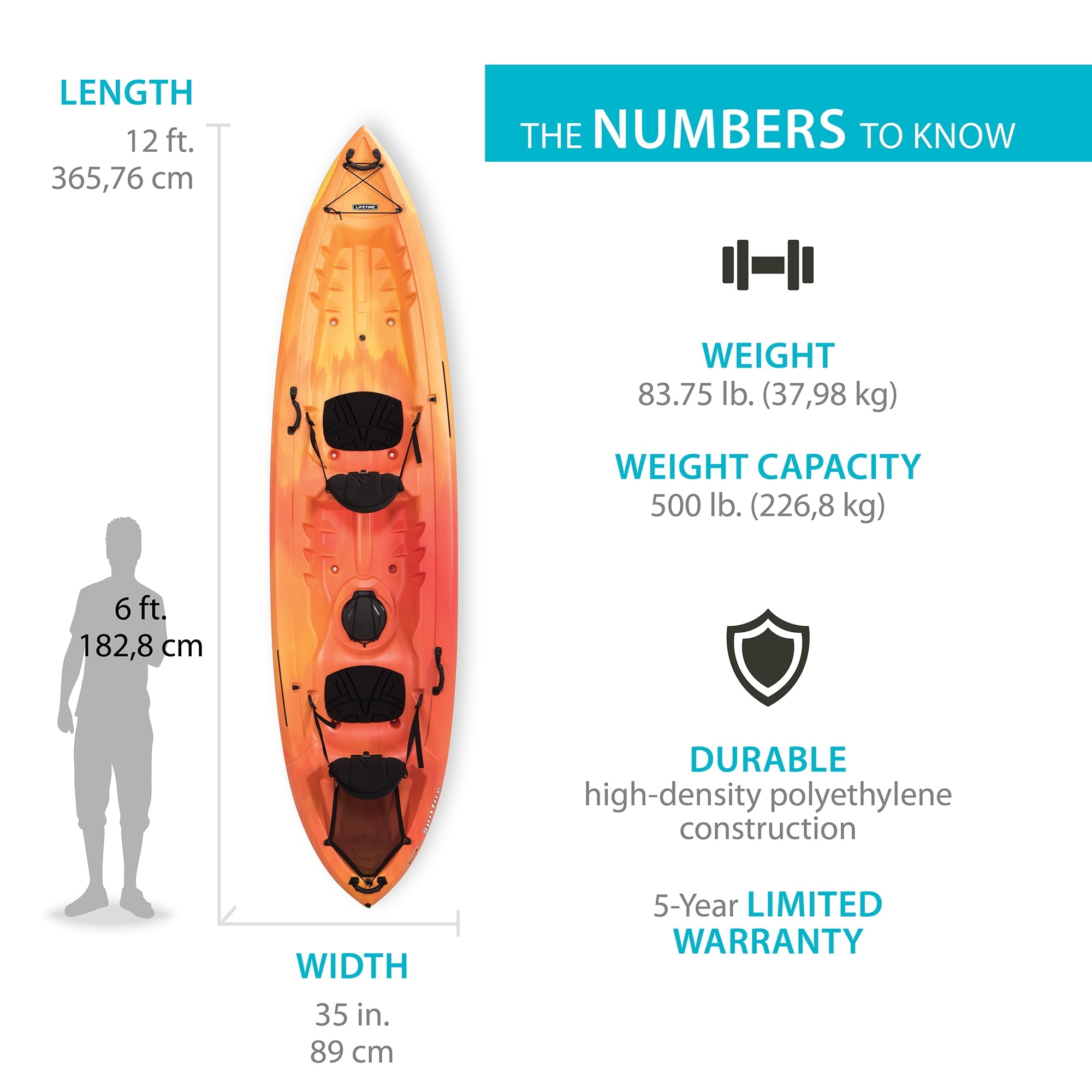 Lifetime Spitfire 12T Tandem Kayak, Lime Green - 90476