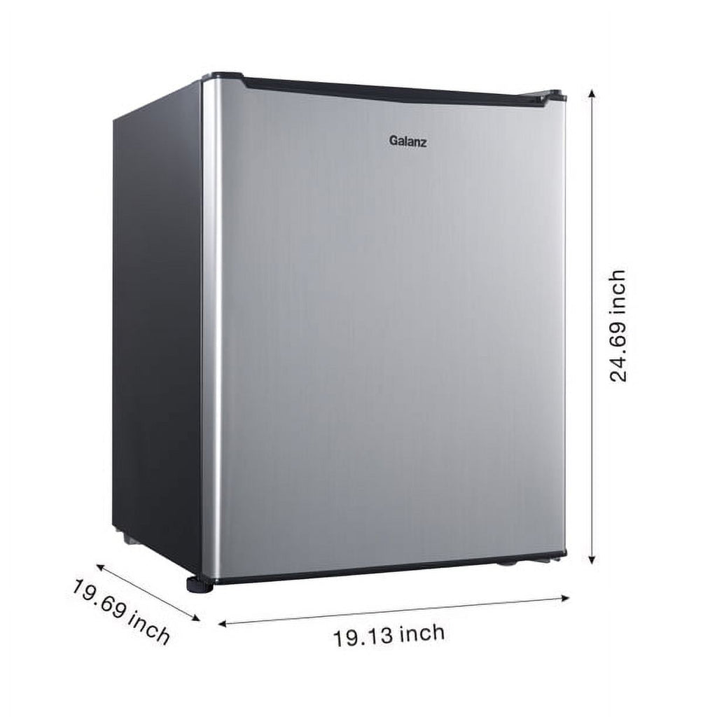 Galanz 2.7 Cu ft Single Door Mini Fridge, Black, Estar, New, Width 19.13"