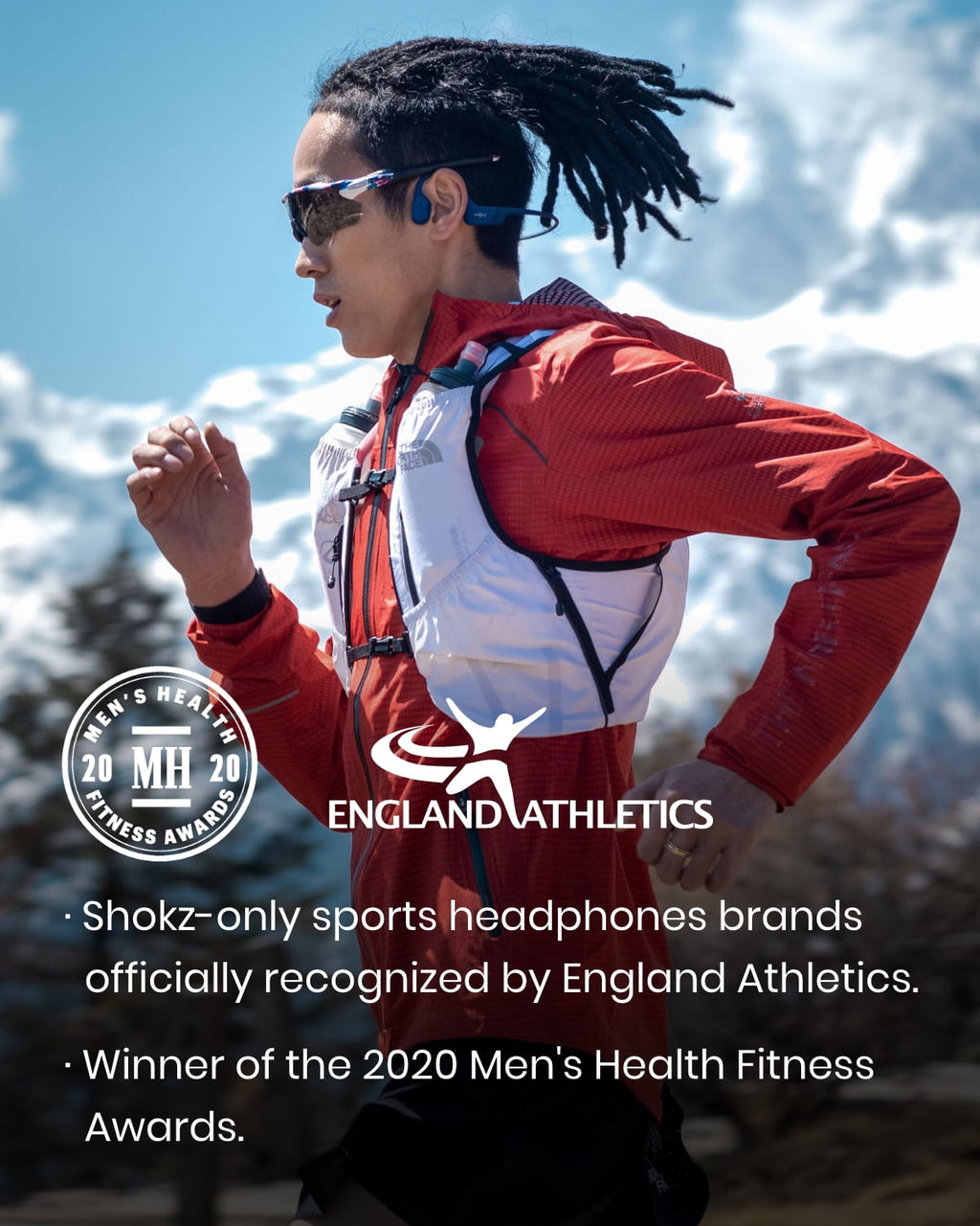 Shokz OpenRun Bone Conduction Waterproof Bluetooth Headphones for Sports with Cooling Wristband (Formerly Aeropex), Blue