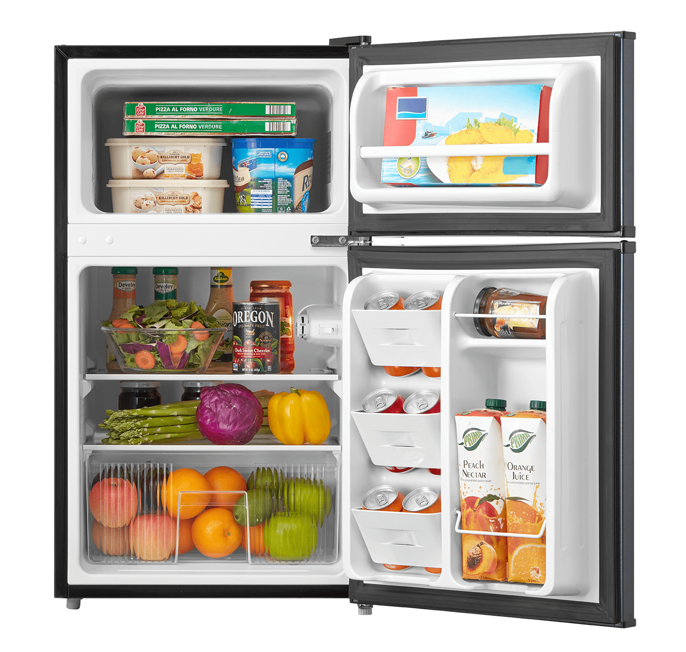 Arctic King 3.2 Cu ft Two Door Mini Fridge with Freezer, Stainless Steel, E-Star