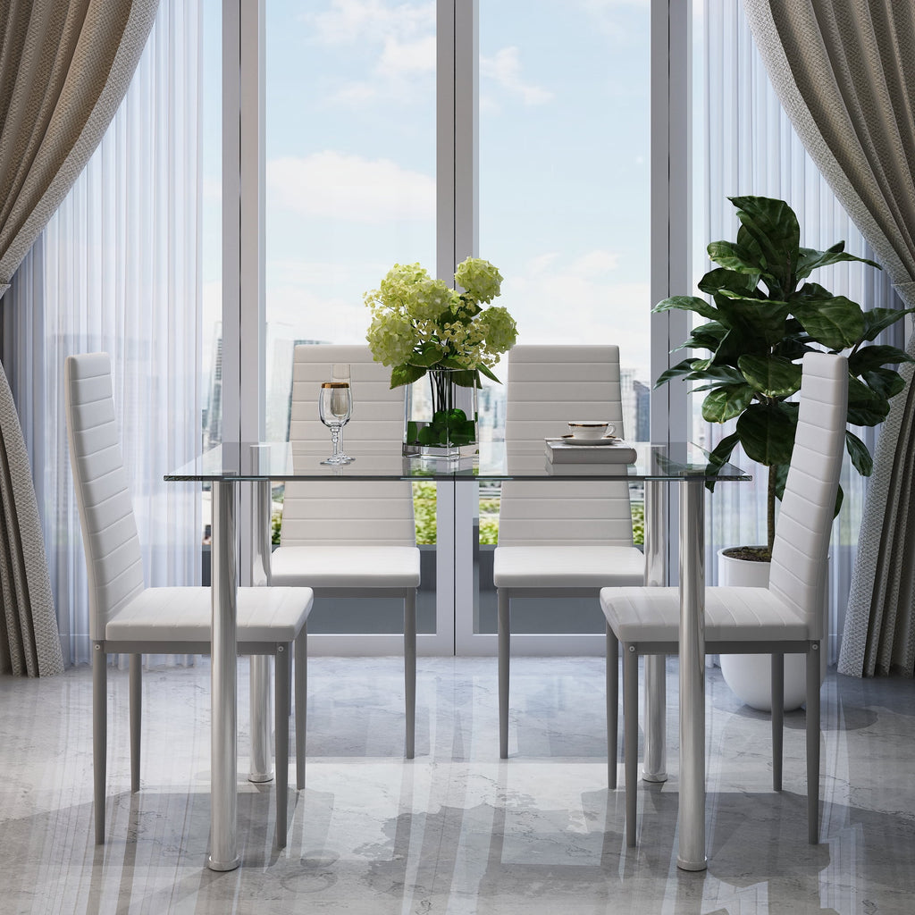PAPROOS Dining Table Set for 4, Modern 5-Piece Kitchen Table Set with Faux Marble Top and Velvet Upholstery Chairs, Heavy Duty Dinette Sets for Breakfast Nook, Dining Room Table and Chairs, Gray