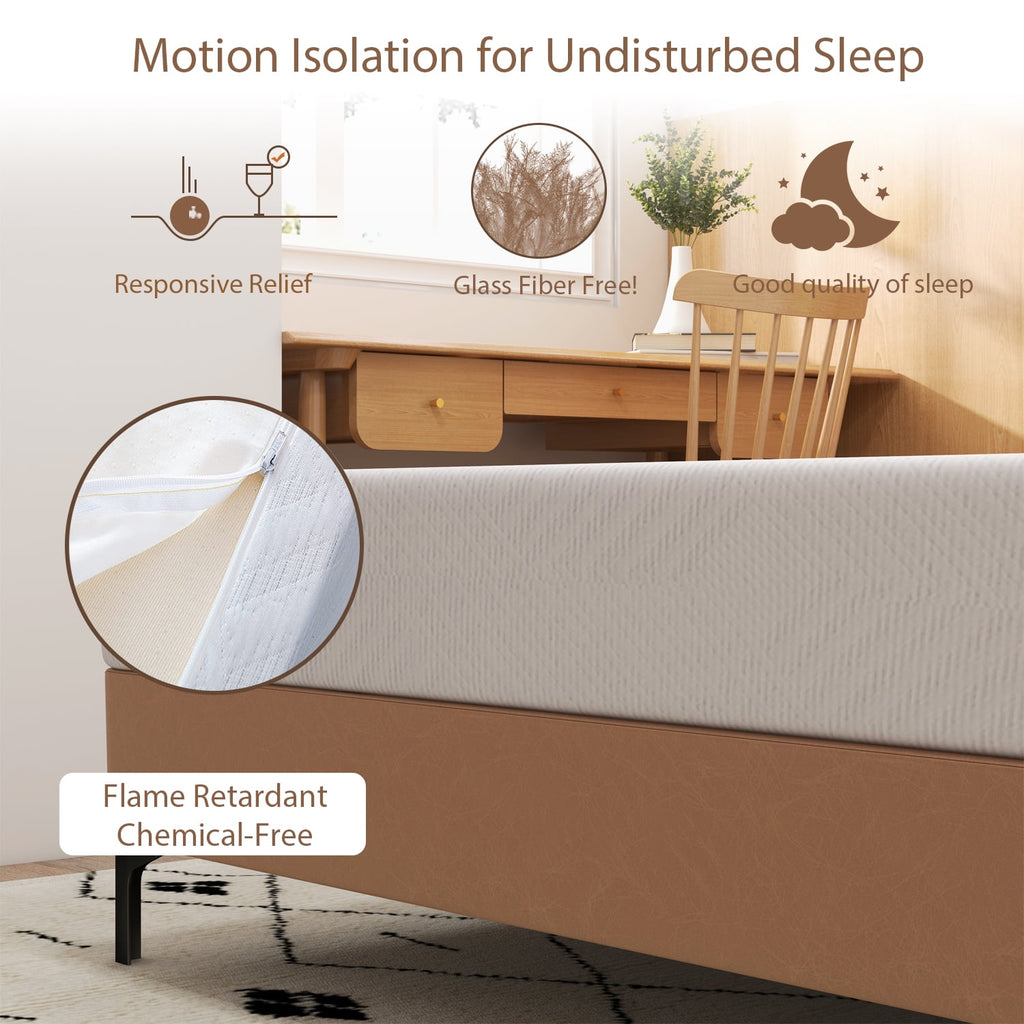 8 inch Twin Mattress, Green Tea Gel Memory Foam Mattress in a box, Medium Hardness Feeling, CertiPUR-US Certified/Made in USA, White