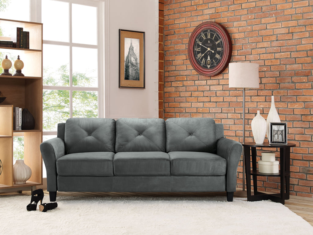 Lifestyle Solutions Taryn Curved Arms Sofa, Black Fabric