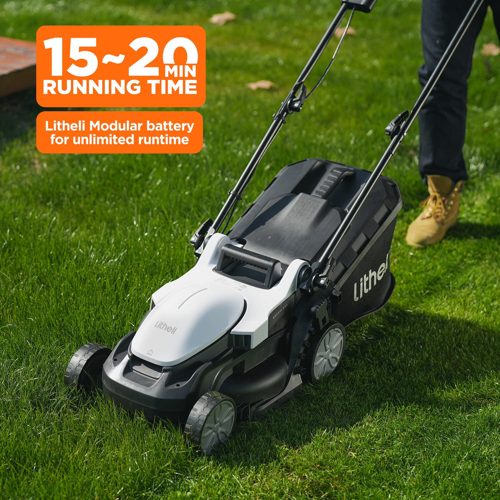 Litheli Cordless Lawn Mower 13 Inch, 5 Heights Adjustment, U20 Series 20V Electric Lawn Mowers for Garden With Brushless Motor, 4.0Ah Portable Battery Included