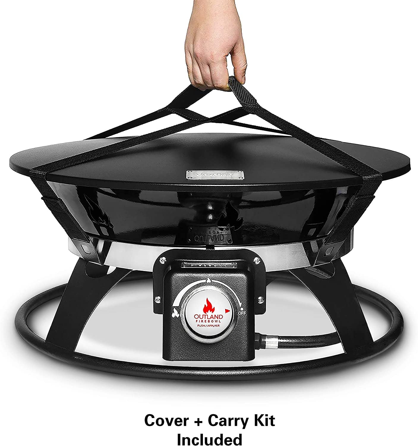 Outland Living Portable Propane Fire Pit, 21-inch, 58,000 BTU with Cover & Carry Kit, Smokeless Gas Firebowl| Helios Burner 863 Cypress