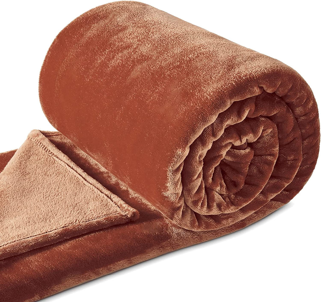 Walensee Ultra Soft Microplush Fleece Throw Blanket, 50" x 60", Orange, Machine Washable