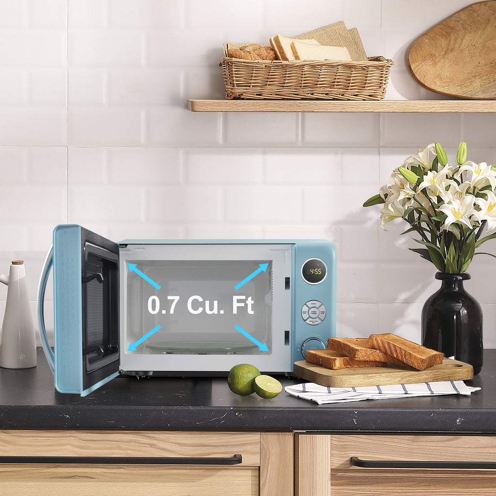 Galanz 0.7 Cu. ft. Retro Countertop Microwave Oven, 700 Watts, Cream Color