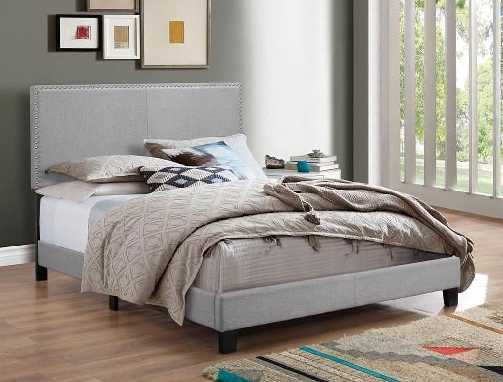 Crown Mark Erin Faux Leather Bed, Black, Queen