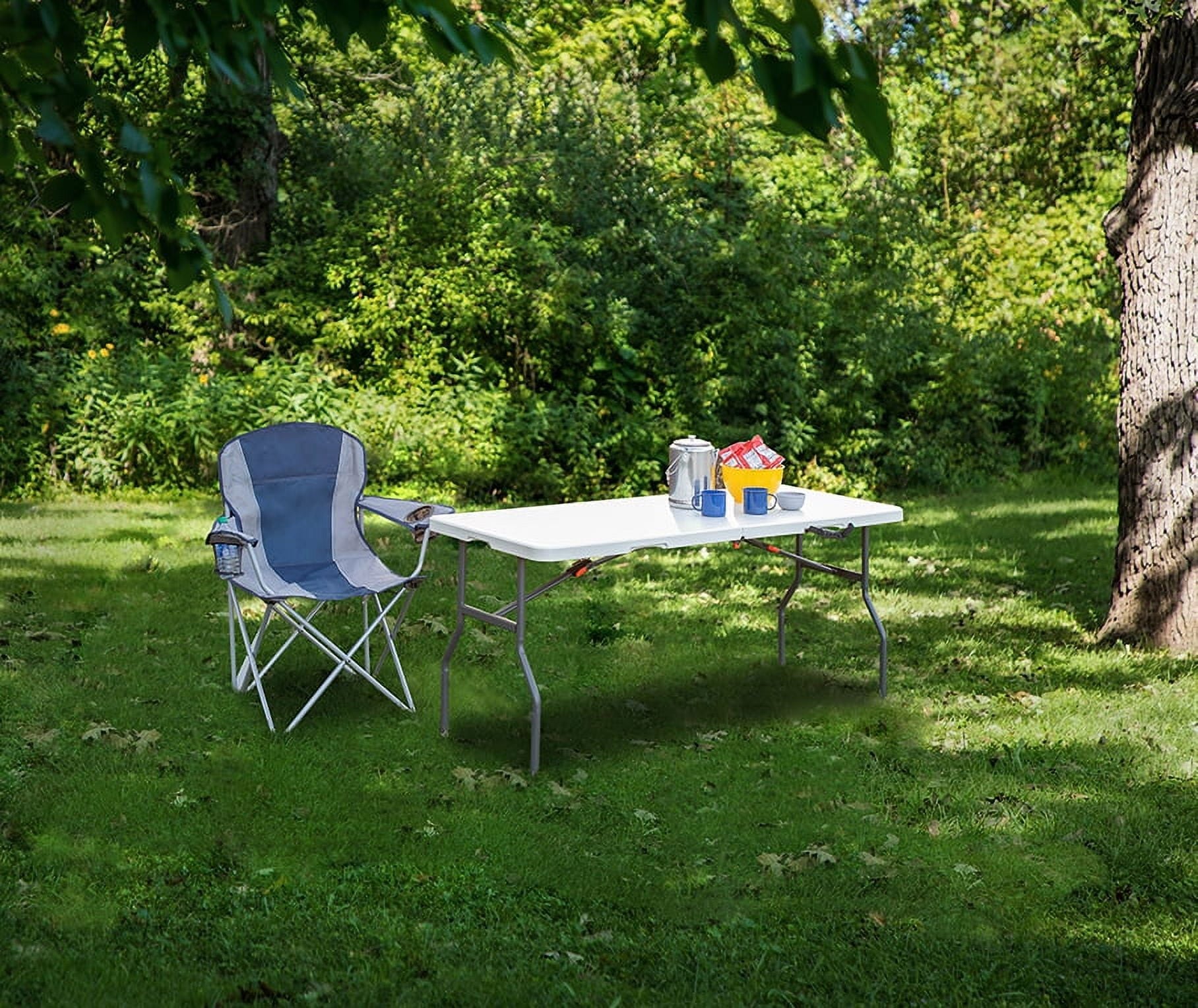 Ozark Trail 5-Foot Center Half Folding Table, White (Indoor and Outdoor Use), Size 5ft