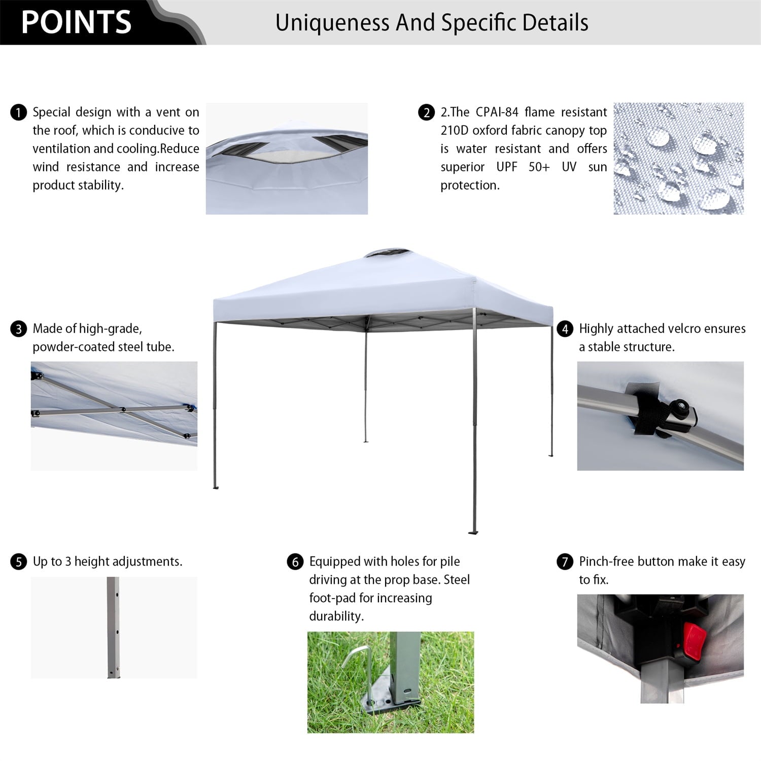 Summit Living 10x10ft Pop-up Canopy Tent Straight Legs Instant Canopy for Outside with Wheeled Bag - Blue