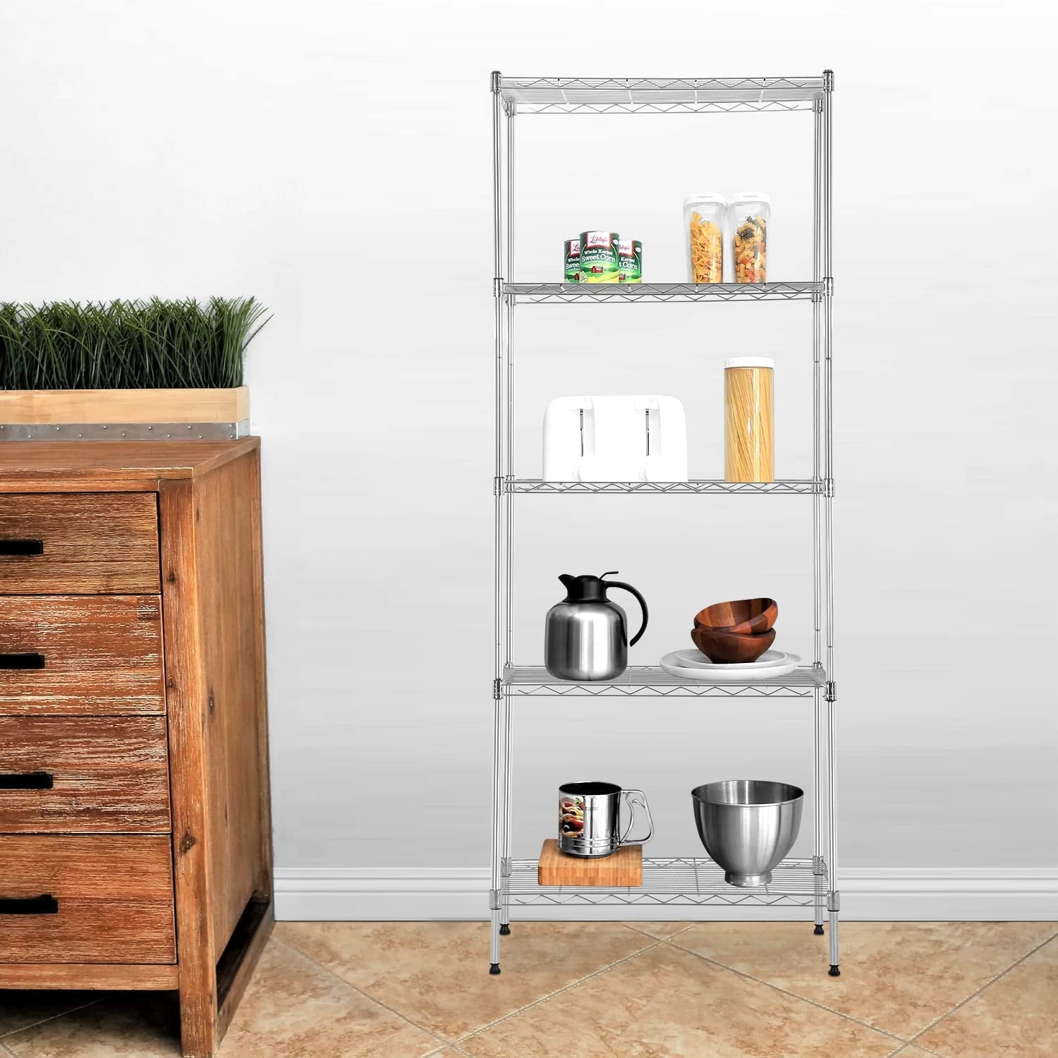 BestMassage Heavy Duty 24"W x 14"D x 60"H 5-Shelf Metal Freestanding Shelves, Black